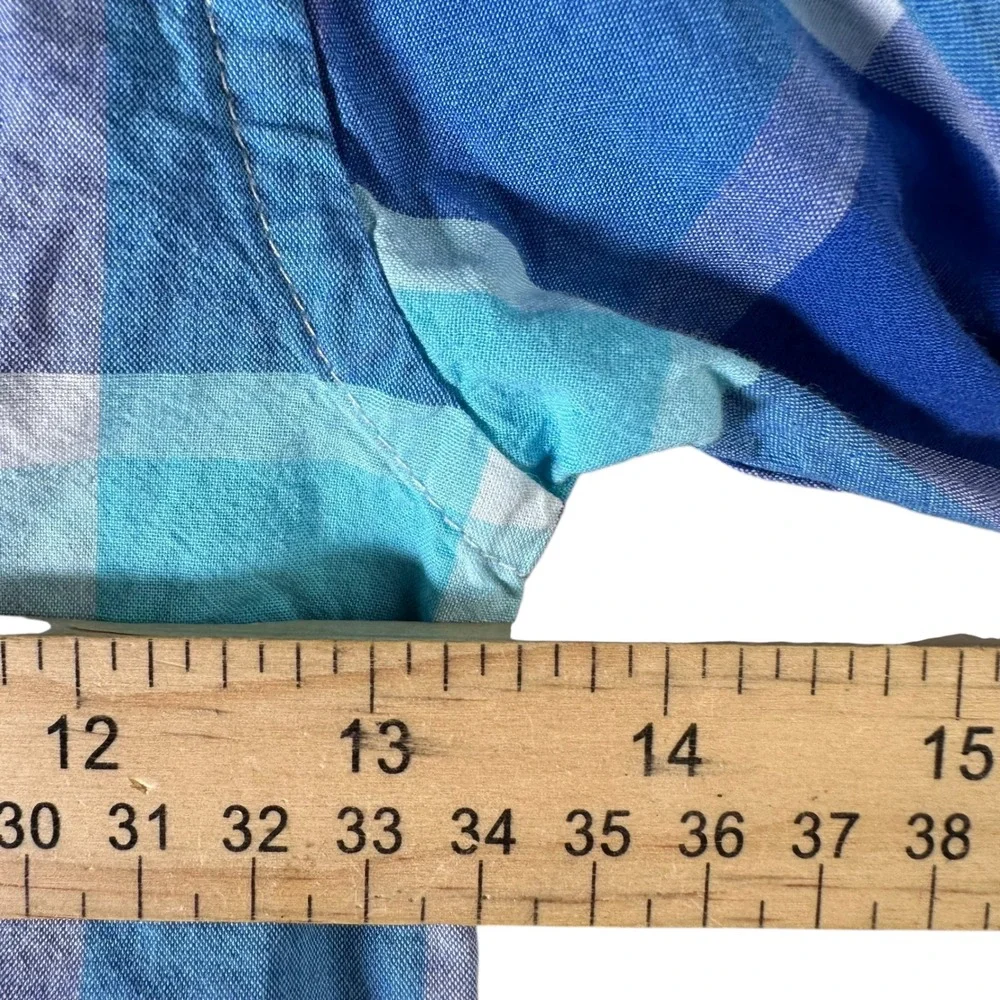 The Childrens Place Blue Plaid‎ Button Down Shirt Long Sleeve Size XS 4 Cotton